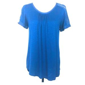 ♧Anthro Meadow Rue Blue Short Sleeve Top Size M